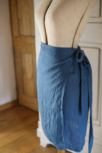 Load image into Gallery viewer, Linen Wrap Skirt - Cornflower
